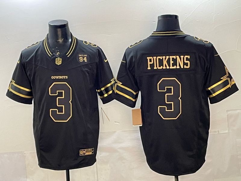 Men 2026 Dallas Cowboys #3 Pickens Black gold 6th generation Nike Limited NFL Jersey style 013->dallas cowboys->NFL Jersey